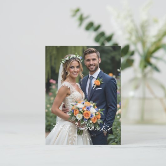 シンプル独身の写真ありがとうご結婚ざう ポストカード (スタンド正面)