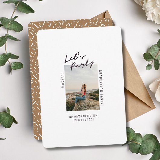 シンプル独身の写真卒業パーティー招待状 招待状