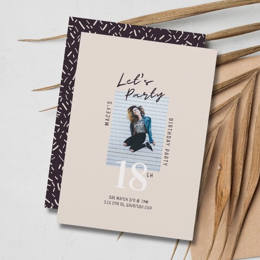 シンプル独身の写真18th Birthday Party Invitation 招待状