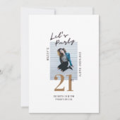 シンプル独身の写真21歳の誕生日パーティの招待状 招待状 (正面)