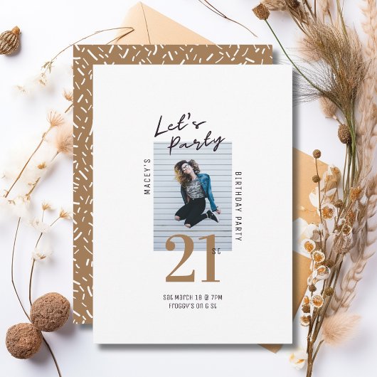 シンプル独身の写真21歳の誕生日パーティの招待状 招待状