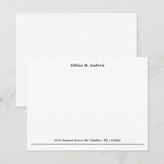 シンプル独身の縁どモノグラム差出人住所 ノートカード (正面/裏面)