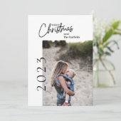 シンプル独身のPhoto Merry Christmasホリデーカード 招待状 (スタンド正面)