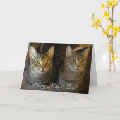 シンプル猫と母の日 カード (黄色い花)