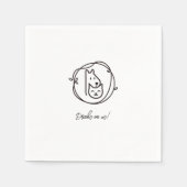 シンプル猫と犬のラインアートカクテルナプキン スタンダードカクテルナプキン (正面)