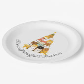 シンプル猫のクリスマス ペーパープレート (アングル)