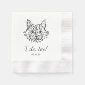 シンプル猫の手のスケッチの結婚 縁ありカクテルナプキン (正面)