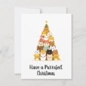 シンプル猫の木のクリスマスカード シーズンカード (正面)