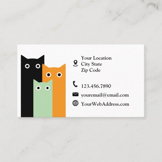 シンプル猫気に動 名刺 (正面)