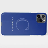 シンプル王室のクラシックブルースクリプトモノグラム iPhoneケース (裏面横)