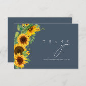 シンプル王室のブルーオプルンスンフラワー結婚ズ サンキューカード (正面/裏面)