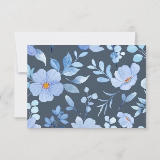 シンプル王室のブルーオプルンス野結婚花 サンキューカード (裏面)