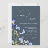 シンプル王室のブルーオプルンス野結婚花 招待状 (正面)