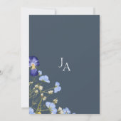 シンプル王室のブルーオプルンス野結婚花 招待状 (裏面)