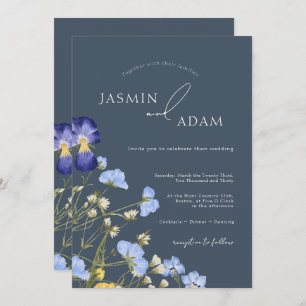 シンプル王室のブルーオプルンス野結婚花 招待状