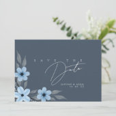 シンプル王室のブルーフローラ結婚ズ セーブザデート (スタンド正面)