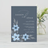 シンプル王室のブルーフローラ結婚ズ 招待状 (スタンド正面)