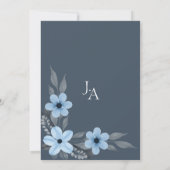 シンプル王室のブルーフローラ結婚ズ 招待状 (裏面)