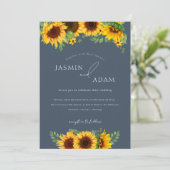 シンプル王室のブルーOpulenceひまわり結婚の 招待状 (スタンド正面)