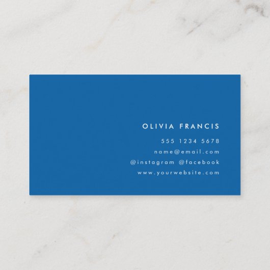 シンプル王室のミニマル青モダン色ブロック 名刺 (裏面)