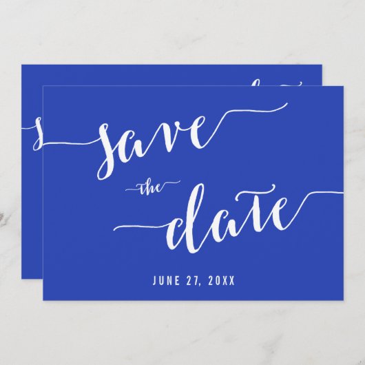 シンプル王室のBlue日付招待状カードの保存 セーブザデート (正面/裏面)