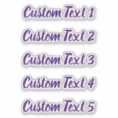 シンプル王室のPurple Script 5行の文字 シール (正面)