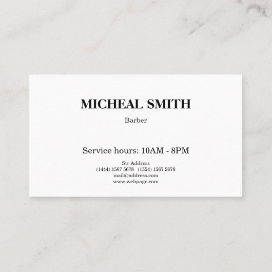 シンプル理容師の美容院 名刺 (裏面)