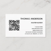 シンプル理容師ショップRazorロゴQRコードプロフェッショナル 名刺 (裏面)