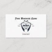 シンプル理容師ショップRazorロゴQRコードプロフェッショナル 名刺 (正面)