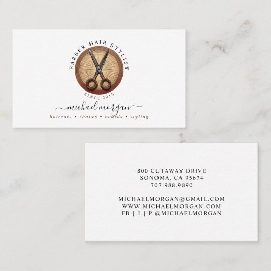 シンプル理容師美容師はさみ 名刺 (正面/裏面)