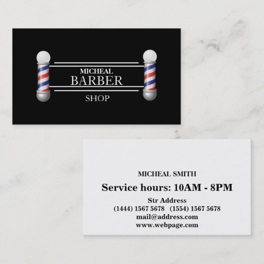 シンプル理容師 名刺 (正面/裏面)