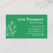 シンプル環境にやさし活気のある緑の白フローラ 名刺 (裏面)