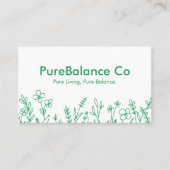 シンプル環境にやさし活気のある緑の白フローラ 名刺 (正面)