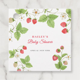 シンプル甘い緑いちご赤ちゃんシャワー フェイバータグ