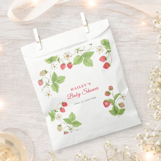 シンプル甘い緑いちご赤ちゃんシャワー フェイバーバッグ (クリップ留めされた状態)
