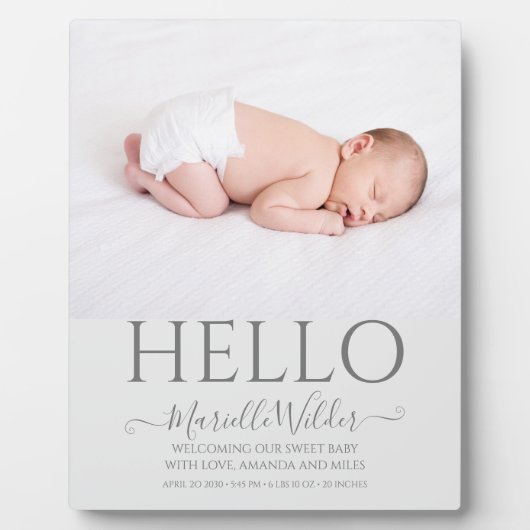 シンプル生まれたばかりのベビー写真誕生 フォトプラーク (正面)