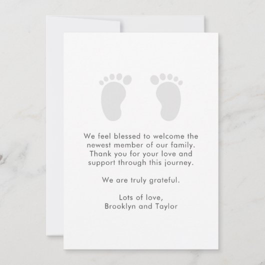 シンプル生まれたばかりの可愛カスタムいベビー誕生 案内状 (裏面)