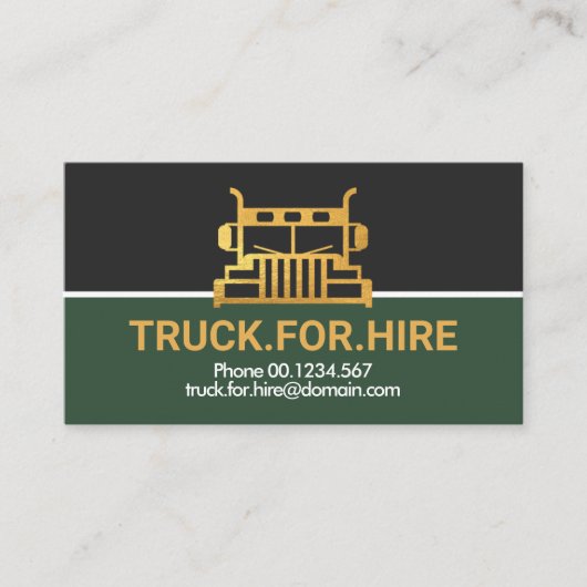 シンプル用金ゴールドトラック看板トラック 名刺 (正面)