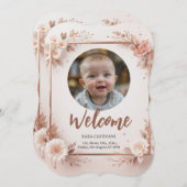 シンプル男のモダン子または女の子の写真誕生発表 (正面/裏面)