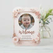 シンプル男のモダン子または女の子の写真誕生発表 (スタンド正面)