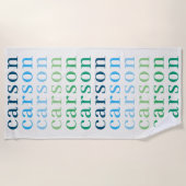 シンプル男の子パーソナライズされたの繰り返し名 ビーチタオル (正面)