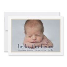 シンプル男の子ブルータン写真誕生のお知らせ