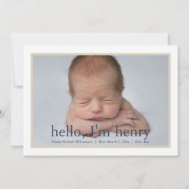 シンプル男の子ブルータン写真誕生のお知らせ 案内状