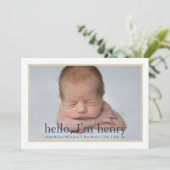 シンプル男の子ブルータン写真誕生のお知らせ 案内状 (スタンド正面)