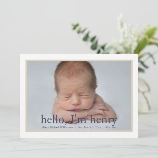 シンプル男の子ブルータン写真誕生のお知らせ 案内状