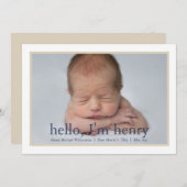 シンプル男の子ブルータン写真誕生のお知らせ 案内状 (正面/裏面)