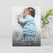 シンプル男の赤ちゃんエレガント写真の誕生発表 (スタンド正面)