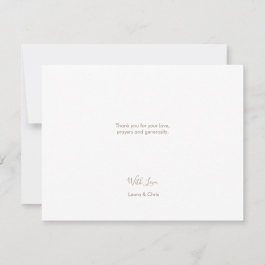 シンプル男の赤ちゃんブルー《キリスト教》洗礼式や命名式金ゴールドありがとう カード (裏面)