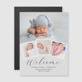 シンプル男の赤ちゃんモダン写真の誕生発表 (正面/裏面)