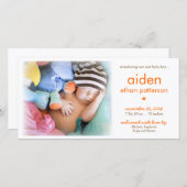 シンプル男の赤ちゃん写真の誕生発表 案内状 (正面/裏面)